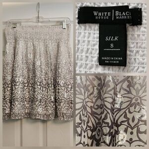 WHBM White House Black Market Ombre White & Silver Metallic Mini Skirt • Small
